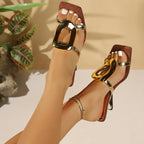 Summer Women's Unique-Style Cut-Out Sandals with Metal Buckle